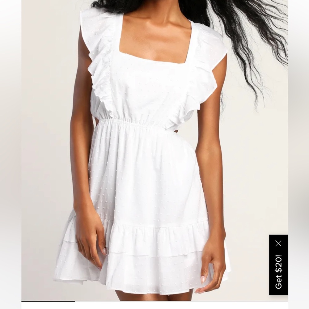 Lulus Just Kiss Me White Swiss Dot Ruffled Mini Dress